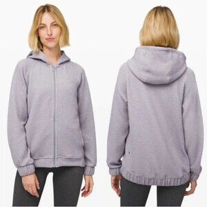 LULULEMON Pave New Ways Full Zip Hoodie Sweatshirt Glacier Grey White Lounge M